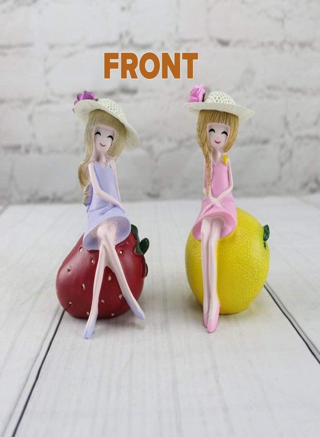 VAYINATO 2Pcs Resin Fruit Girl Figurine - Small Desktop and Aquarium Ornament for Home & Office Decor, Cute Craft Gift for Women & Girls - Random Color, 6.5x12.5cm - Ideal for Gift and Decor - Image 4